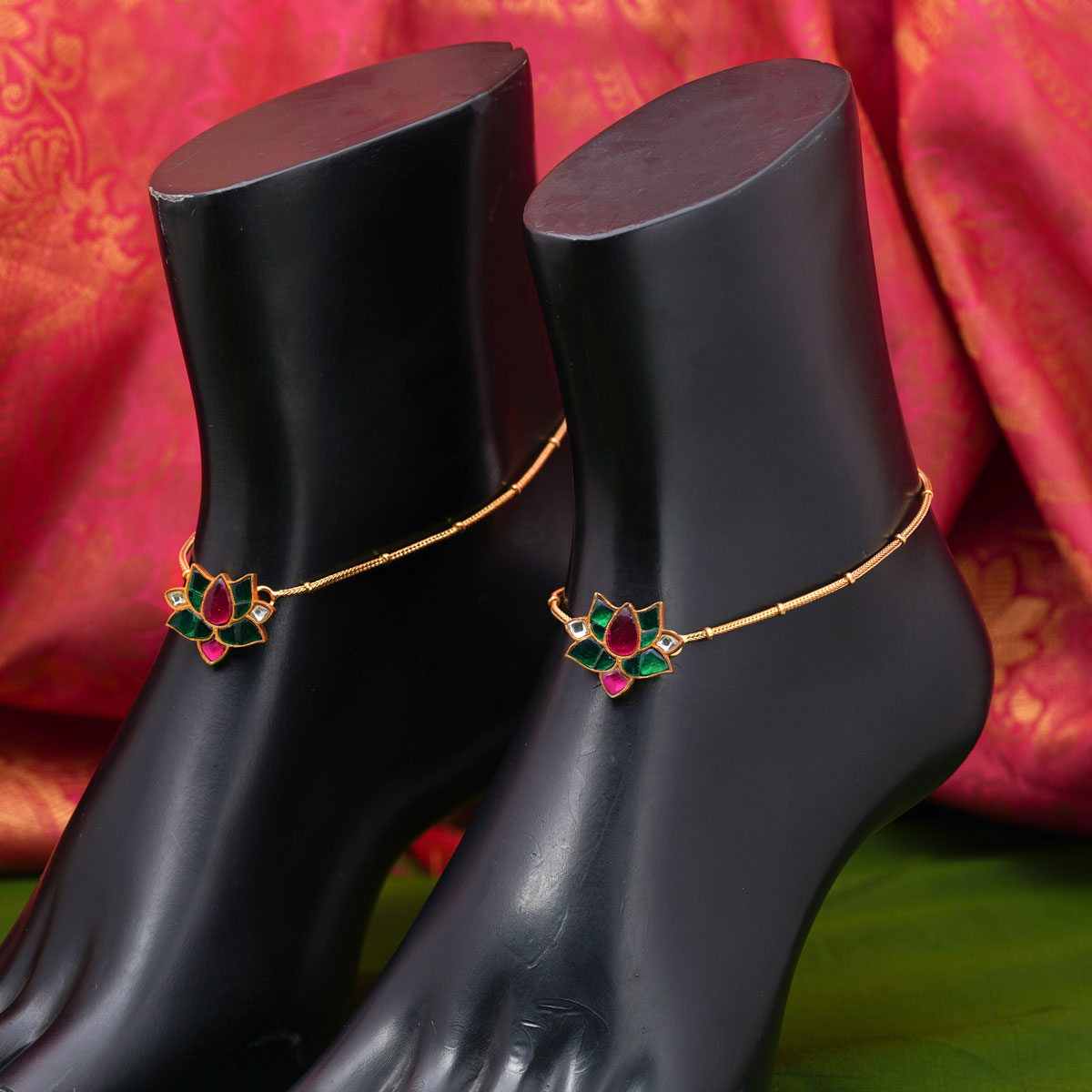 92.5 Silver Lotus Gold Plated Anklets Ivanah Silver