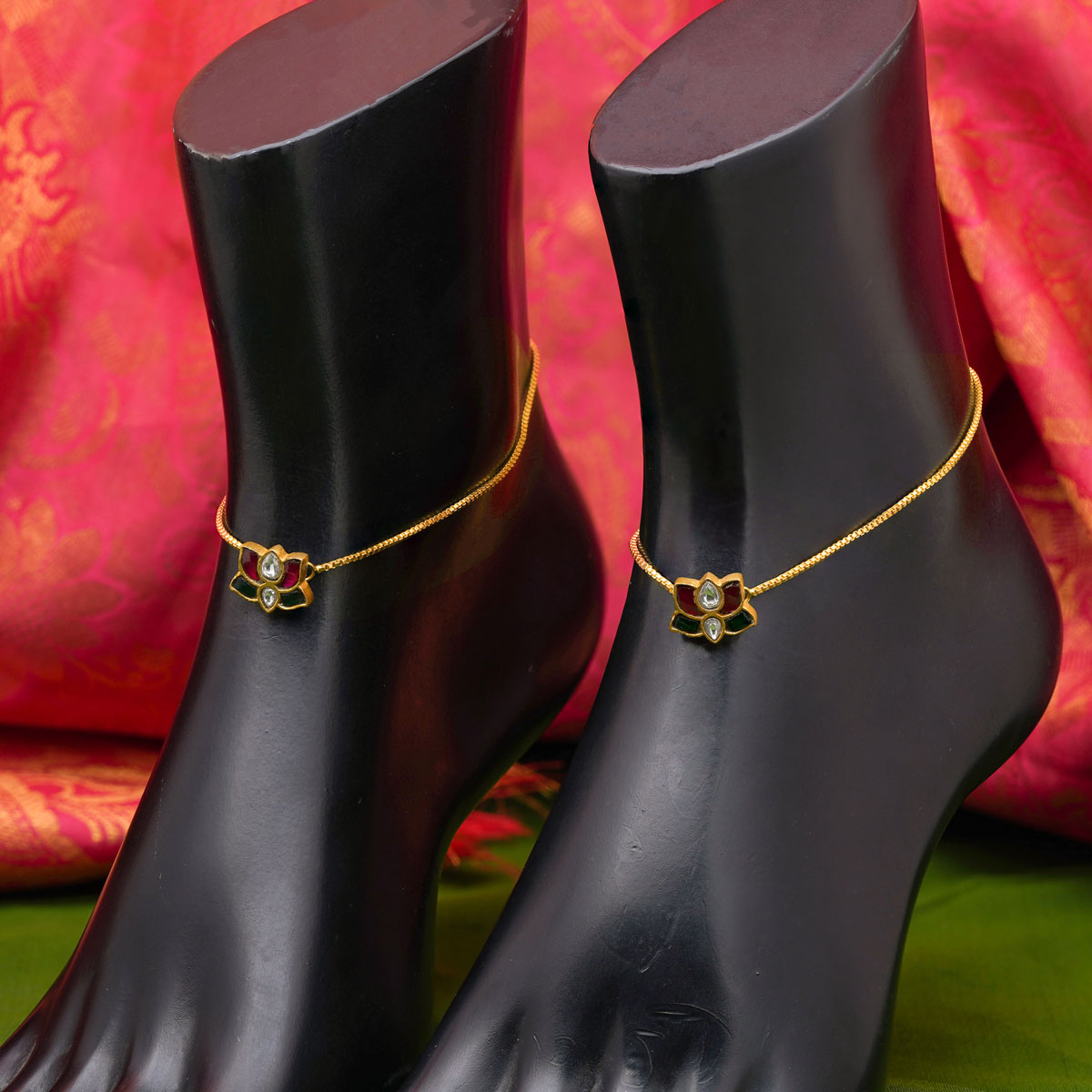 92.5 Silver Lotus Gold Plated Anklets Ivanah Silver