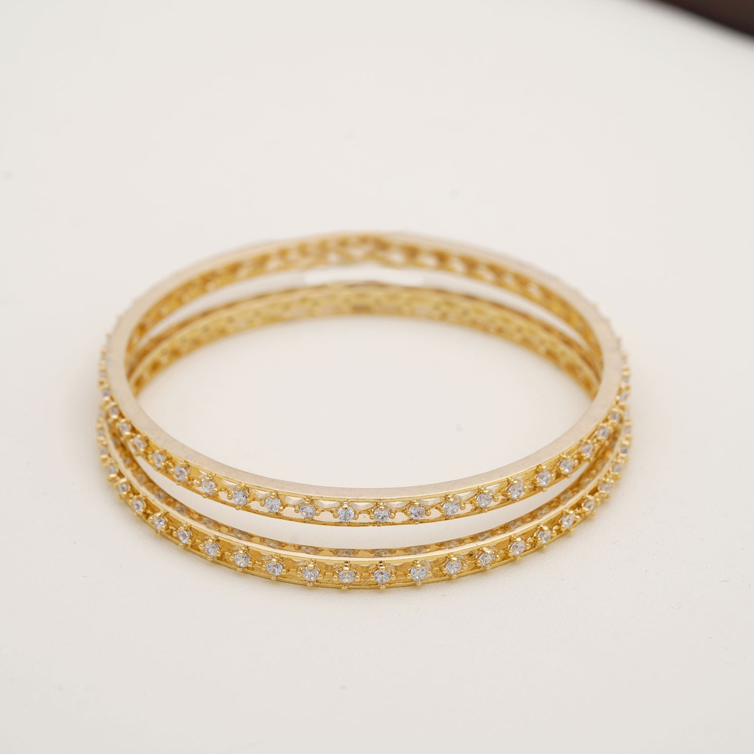 Elegant Shimmer 92.5 Sterling  Silver With Gold Polish Bangles Ivanah Silver