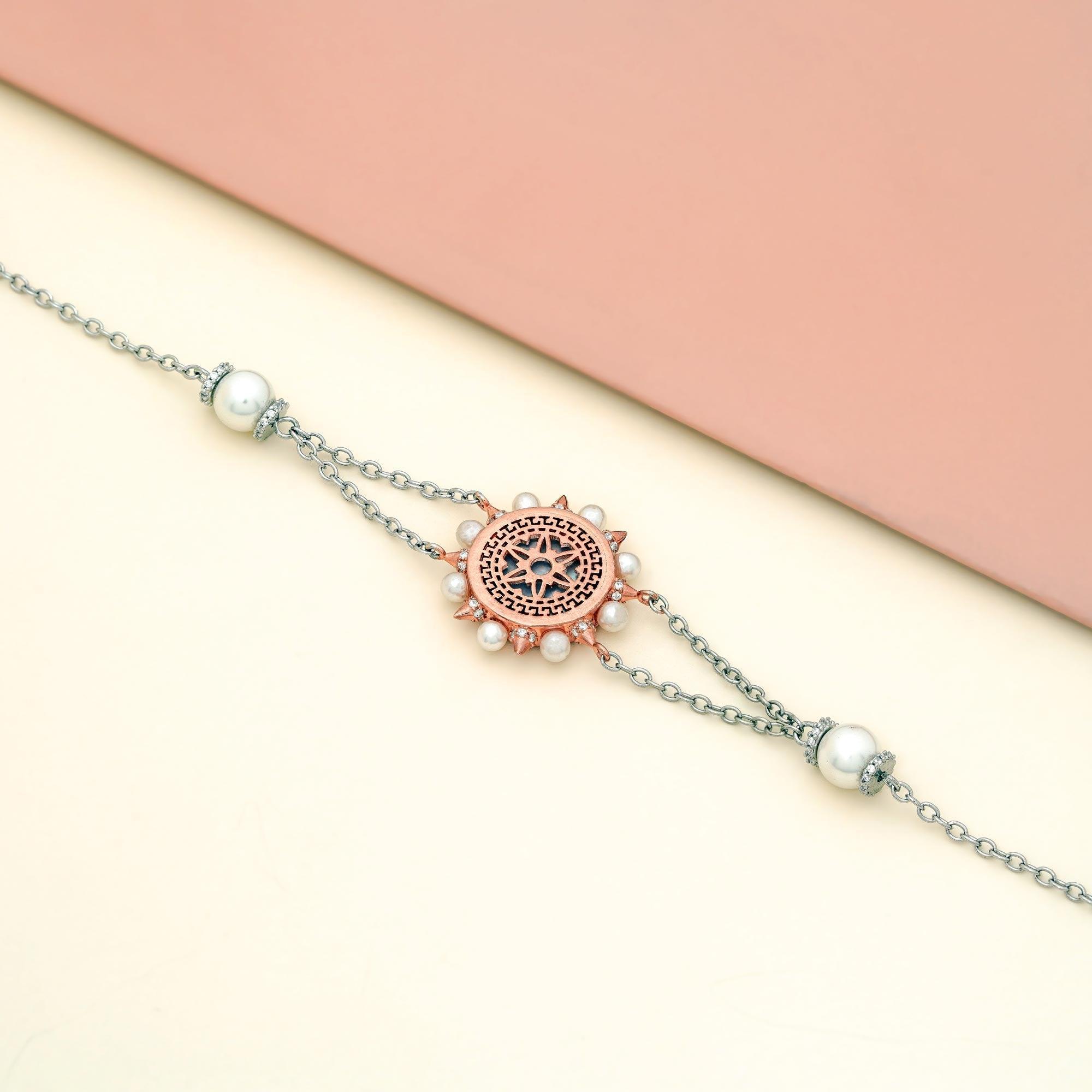 92.5 Sterling Silver Stunning Orbit Pearl Bracelet - Ivanah Silver