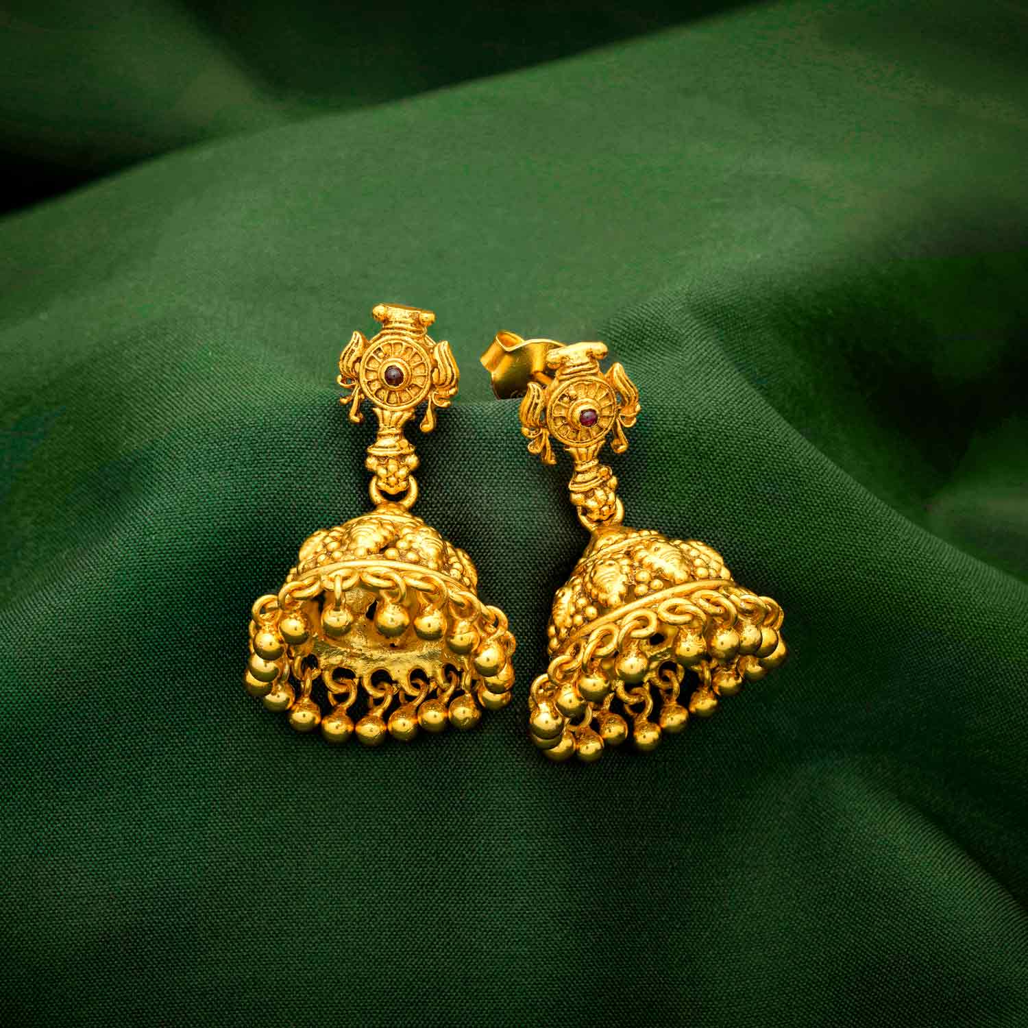 92.5 Silver chakra balaji  Jhumka  With Gold Polish Ivanah Silver