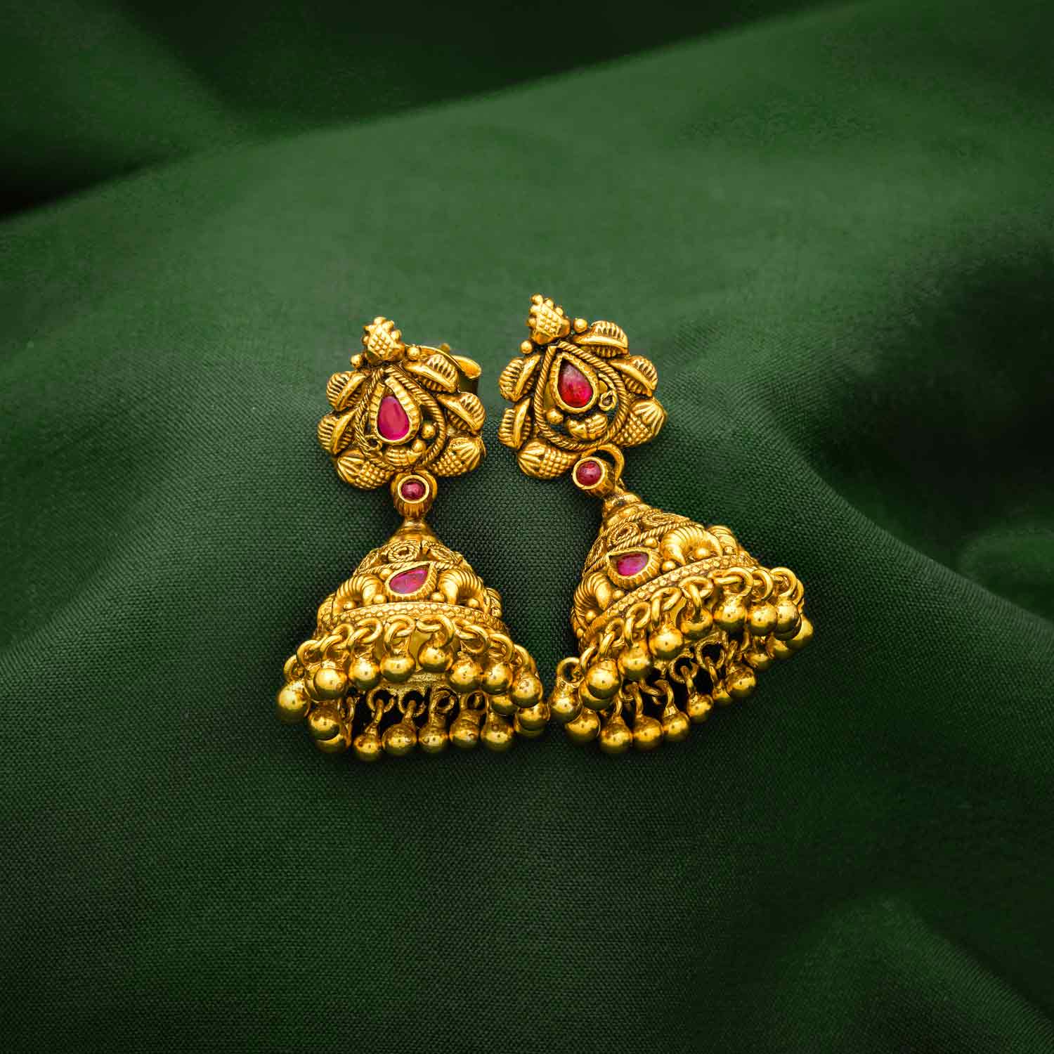 92.5 Silver Majestic Gold Jhumka With Gold Polish Ivanah Silver