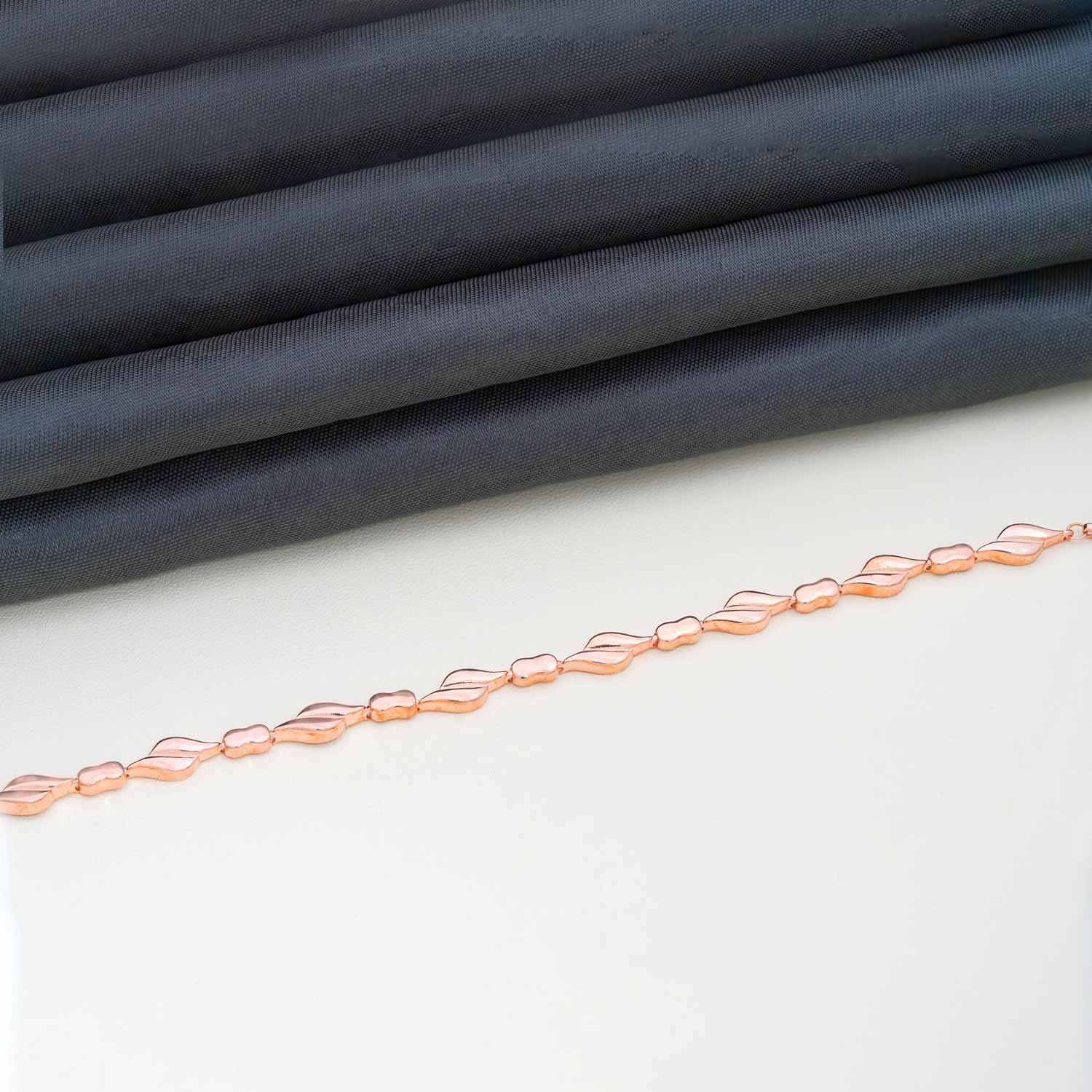 92.5 Sterling Silver With Rose Gold Polish Trendy Bracelet Ivanah Silver