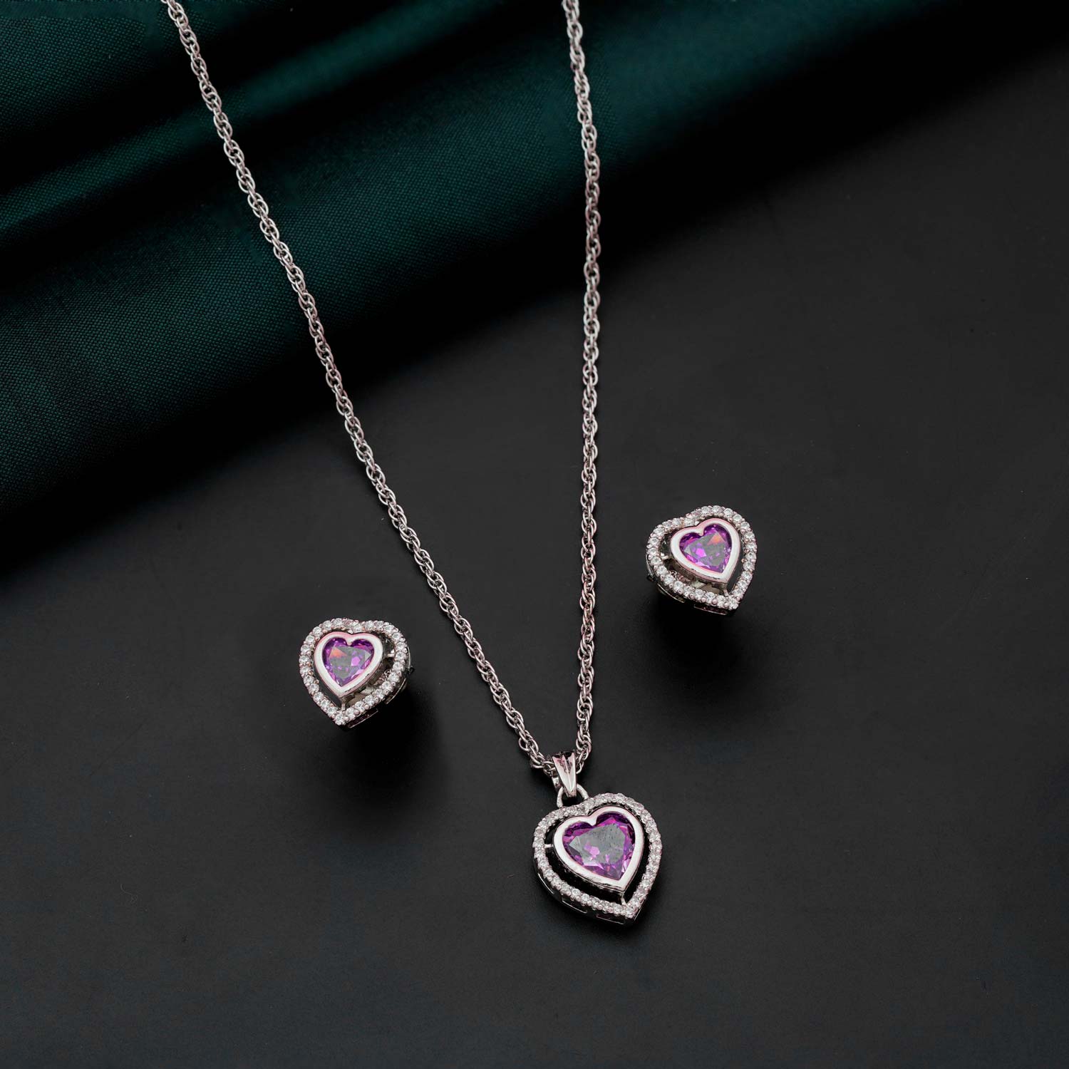 92.5 Sterling Silver Chain with Charmed Heart Pendant Ivanah Silver