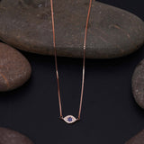 Delicate Eye Charm Pendent With Rose Gold Chain 92.5 Sterling silver Ivanah Silver