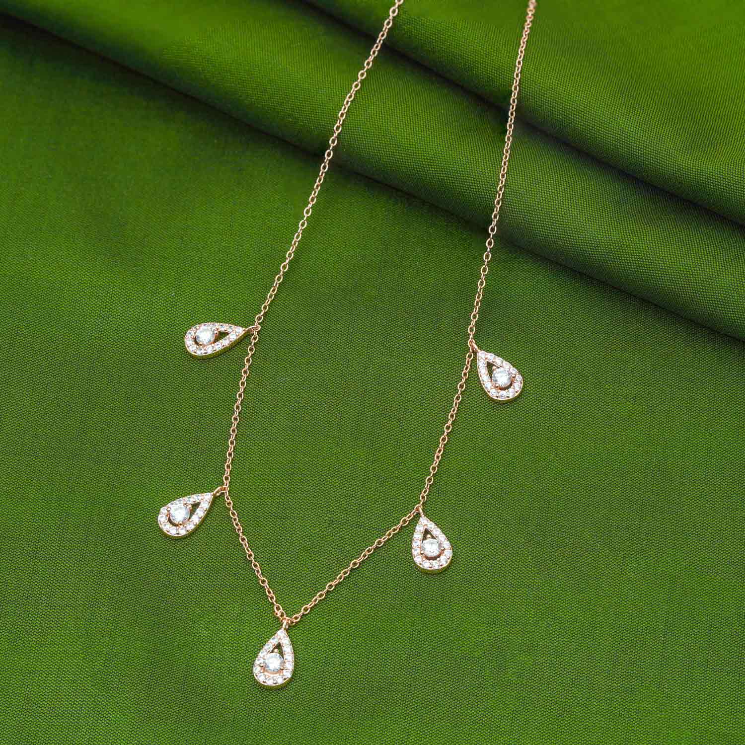 Splendid Drops Chain with 92.5 Sterling Silver Rose Gold Polish Ivanah Silver