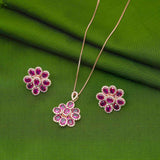 Exquisite Pendent with Chain & Earrings 92.5 Sterling Silver Rose Gold Polish Ivanah Silver