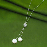 Wondrous Circle Pearl Pendent Chain with 92.5 Sterling Silver Ivanah Silver