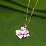 Delightful Rose Gold Polish Chain & Floral Pendent With 92.5 Sterling Silver Ivanah Silver