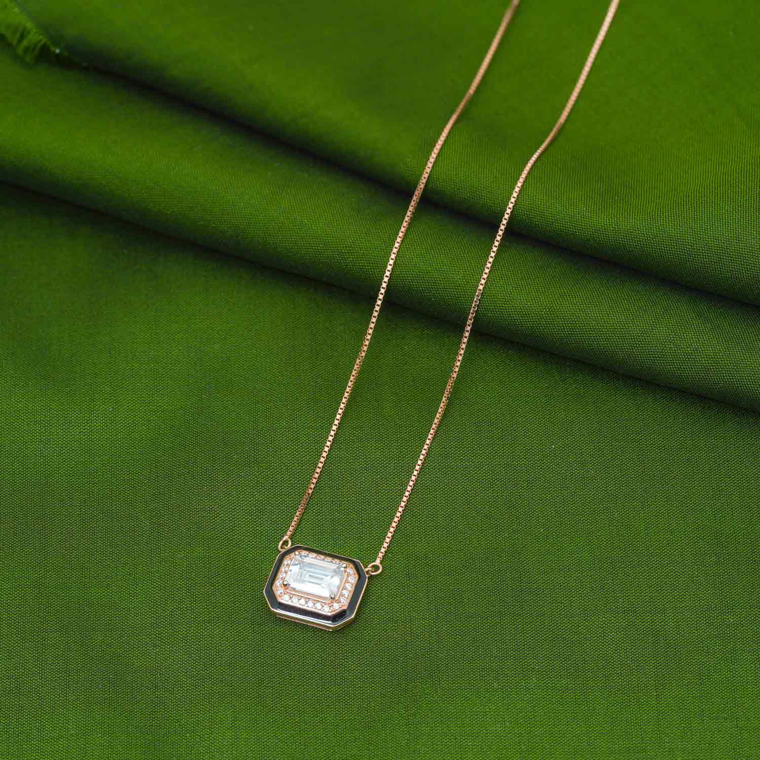 Luminous Rose Gold Polish pendent with Chain 92.5 Sterling silver Ivanah Silver