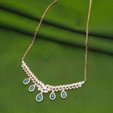 Sleek Charming Rose Gold Polish Short Necklace With 92.5 Sterling Silver Ivanah Silver