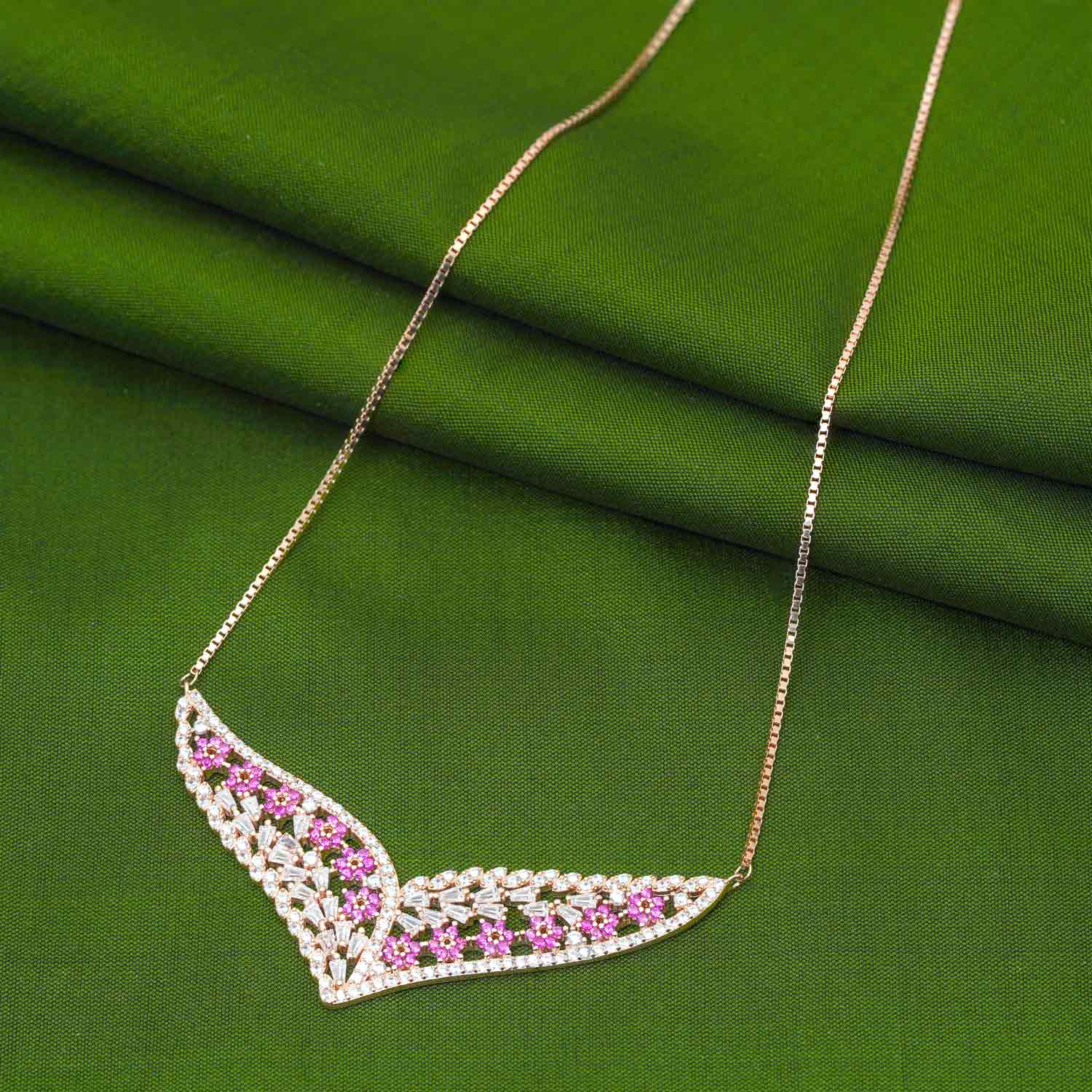 Classy Rose Gold Polish Necklace with 92.5 Sterling Silver Ivanah Silver