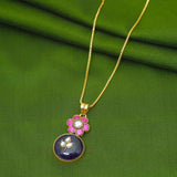 Exquisite Fancy Gold Polish Chain & Floral Pendent with 92.5 Sterling Silver Ivanah Silver
