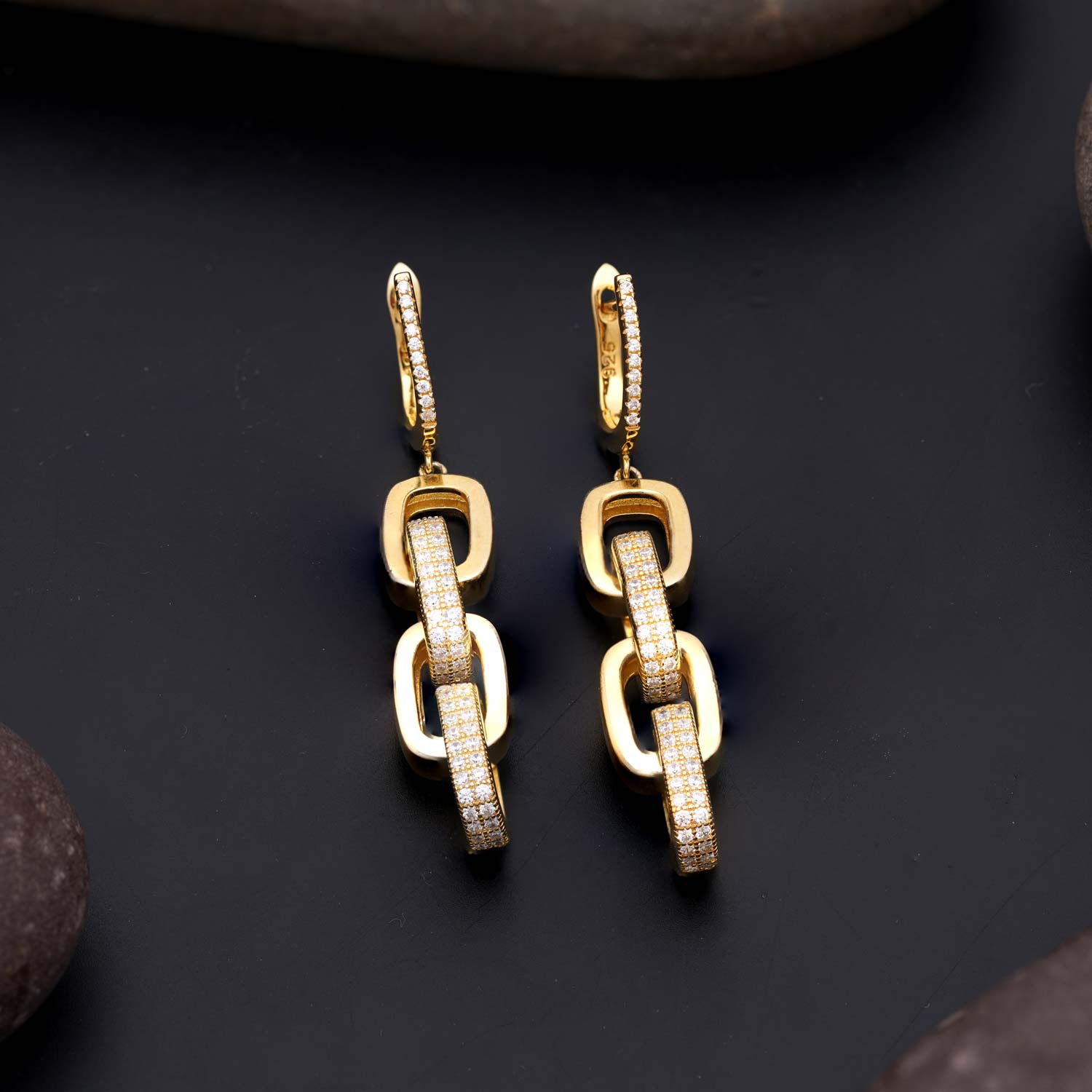 92.5 Silver Gold Hanging Earrings Ivanah Silver