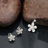 92.5 Silver Floral Design Dual Tone Pendant Set with Zircon Stone Earrings Ivanah Silver