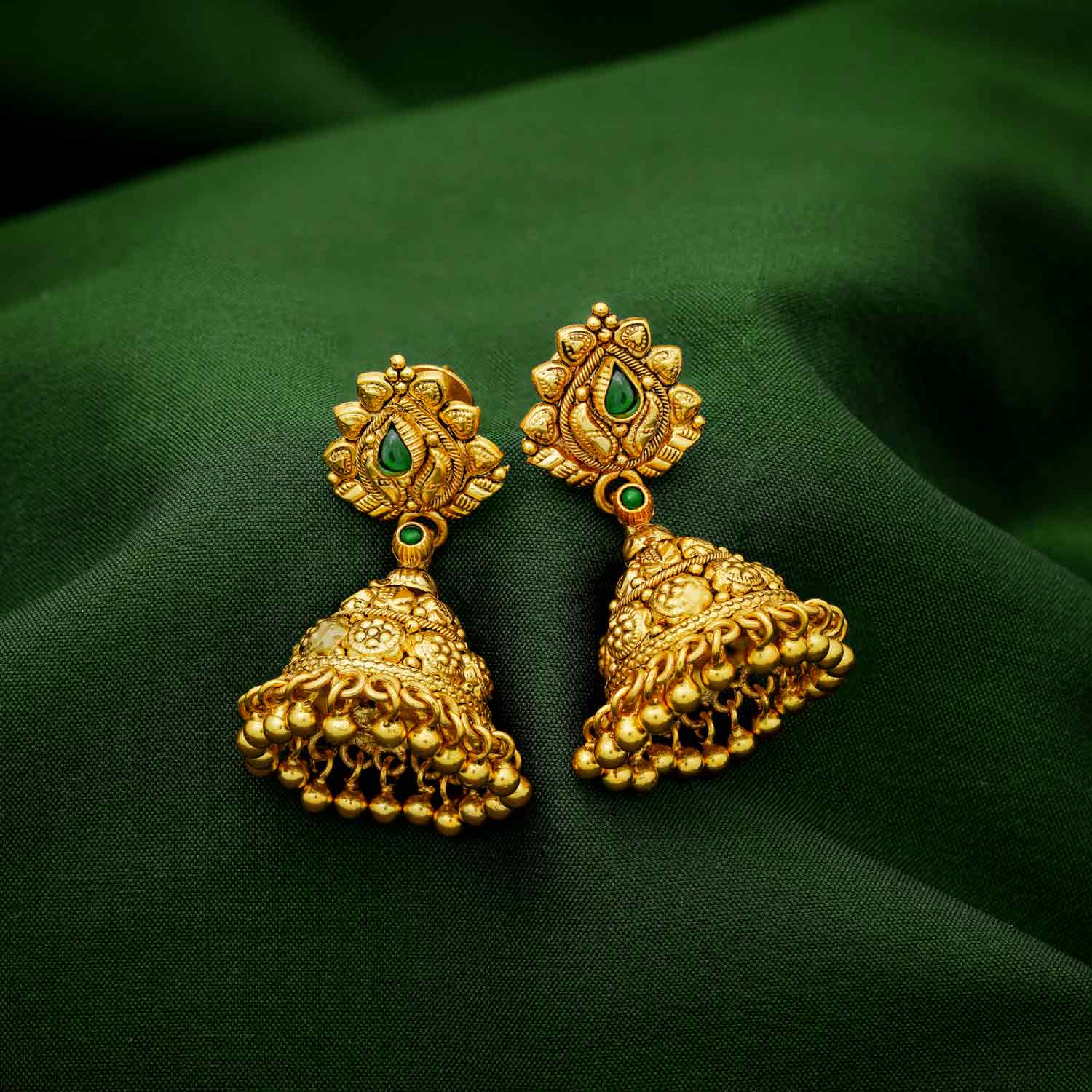 Lakshmi Gold Jhumka Earrings Gold Earrings Temple Design Antique