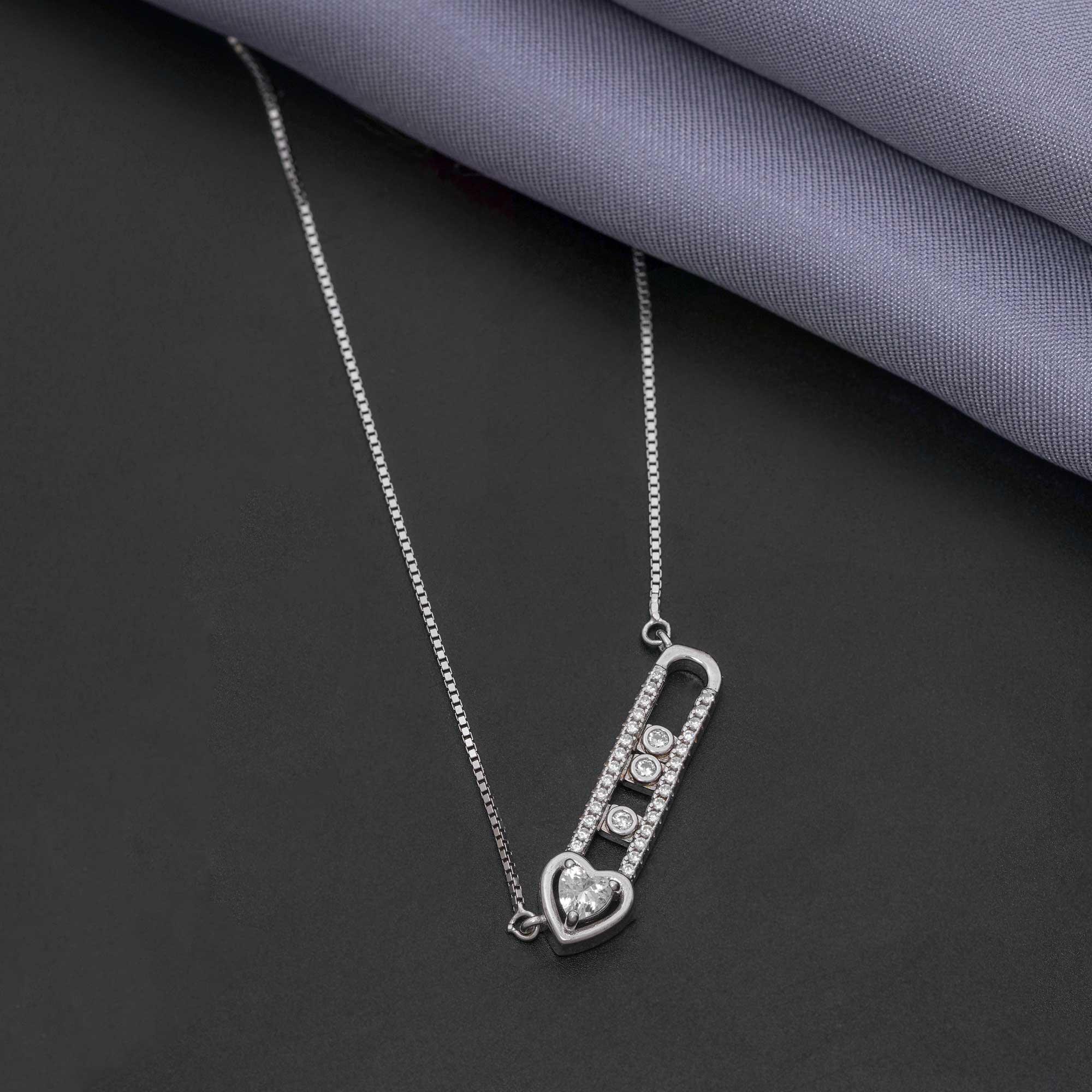 Classic Pave Zircon Stoneia 92.5 Sterling Silver Pendant Chain - Ivanah Silver