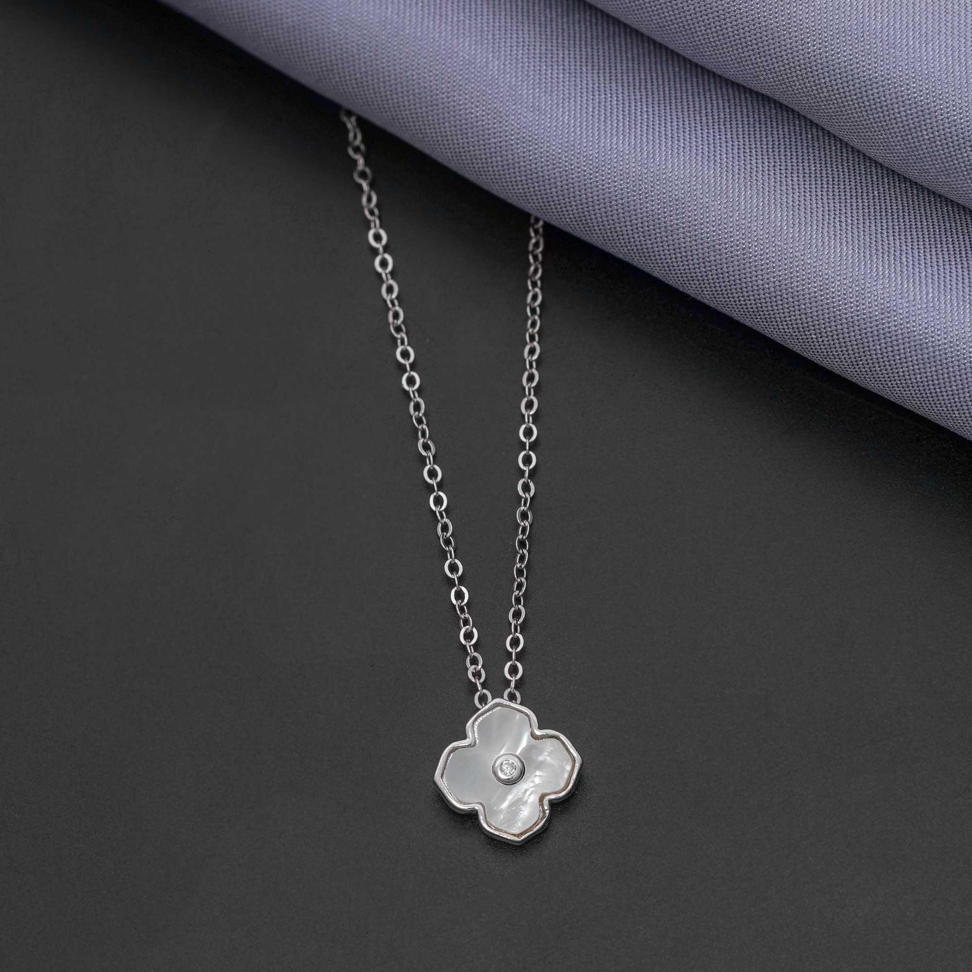 92.5 Sterling Silver Floral Pendant Chain - Ivanah Silver