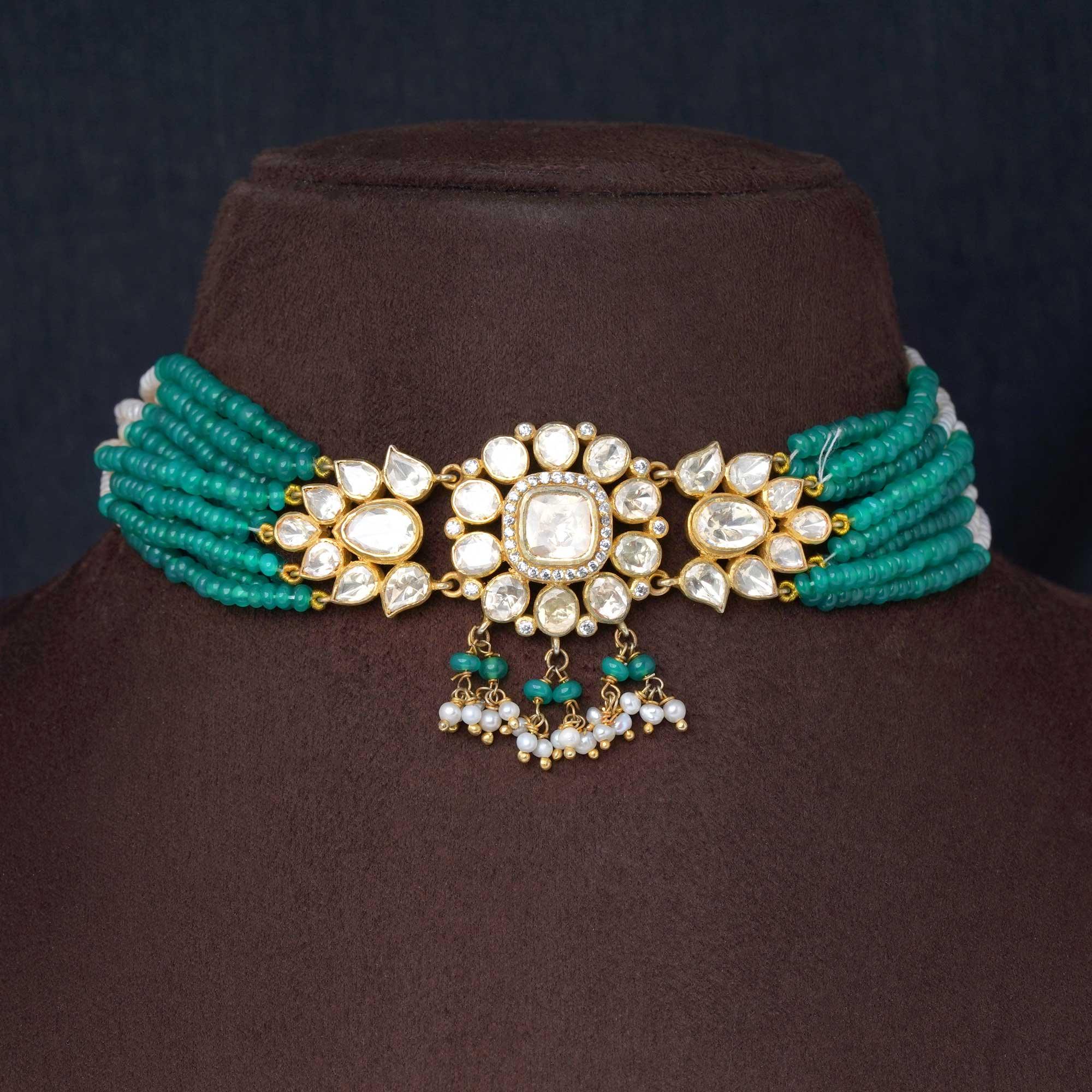 925 Silver Gold Plated Moissanite Choker - Ivanah Silver