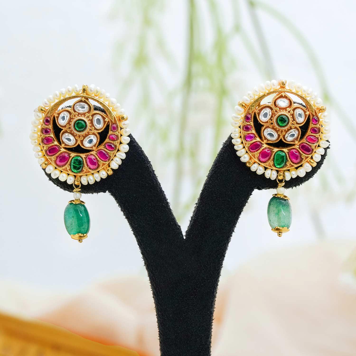 Kundan chakram Stud - Ivanah Silver