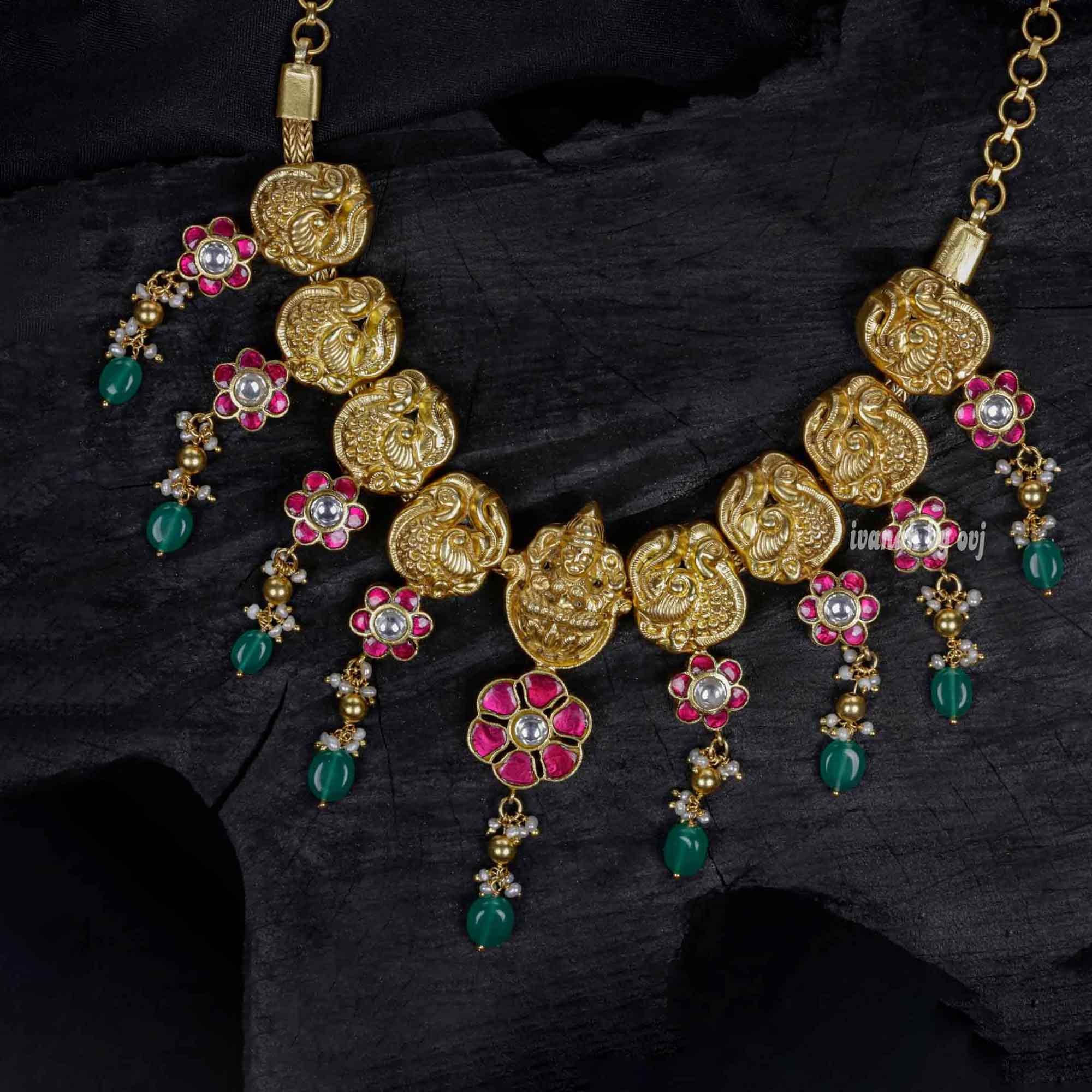 Gold Polish Antique Nagas Short Necklace - Ivanah Silver