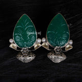 Oxidised Emerald Earrings - Ivanah Silver