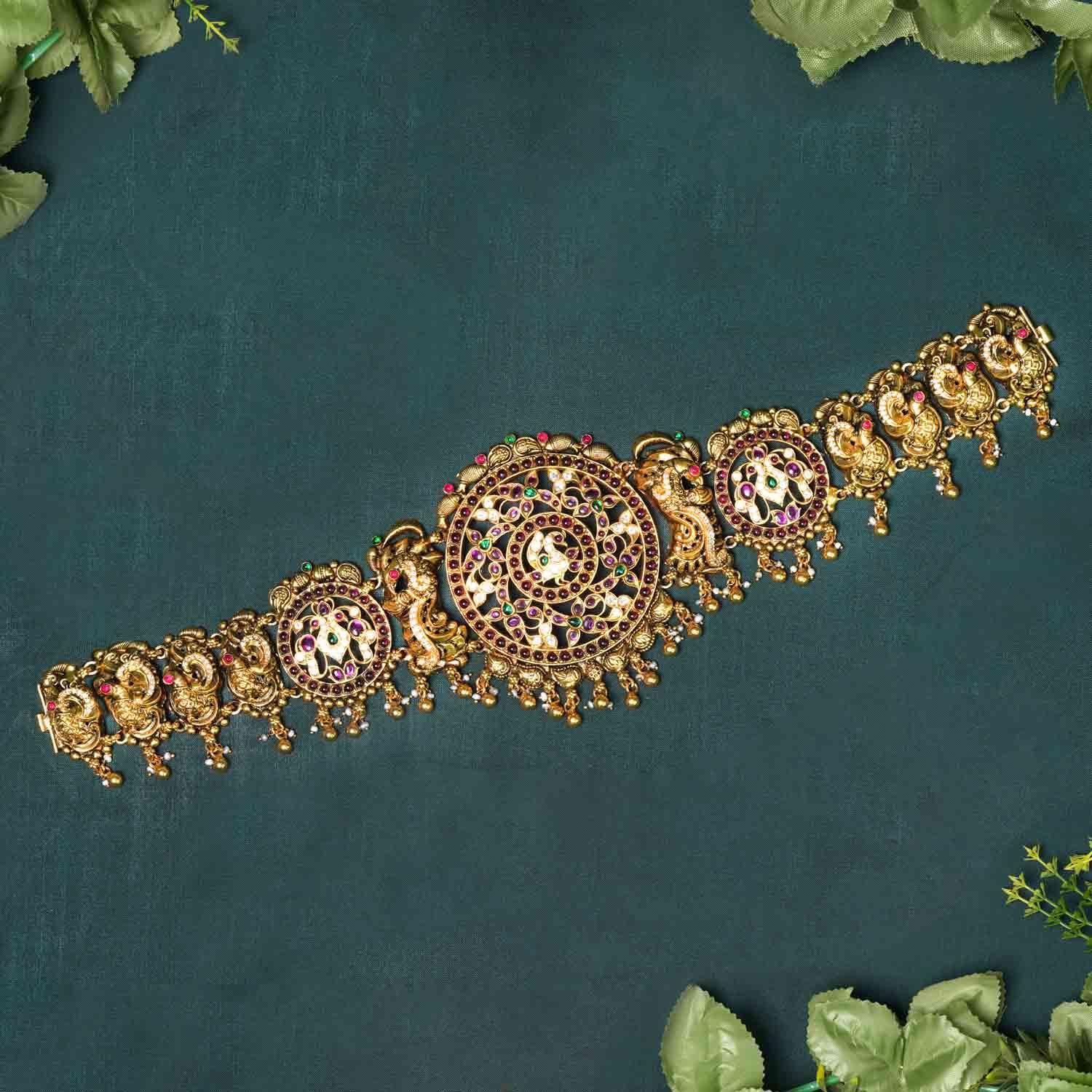 Antique Peacock Oddiyanam - Ivanah Silver