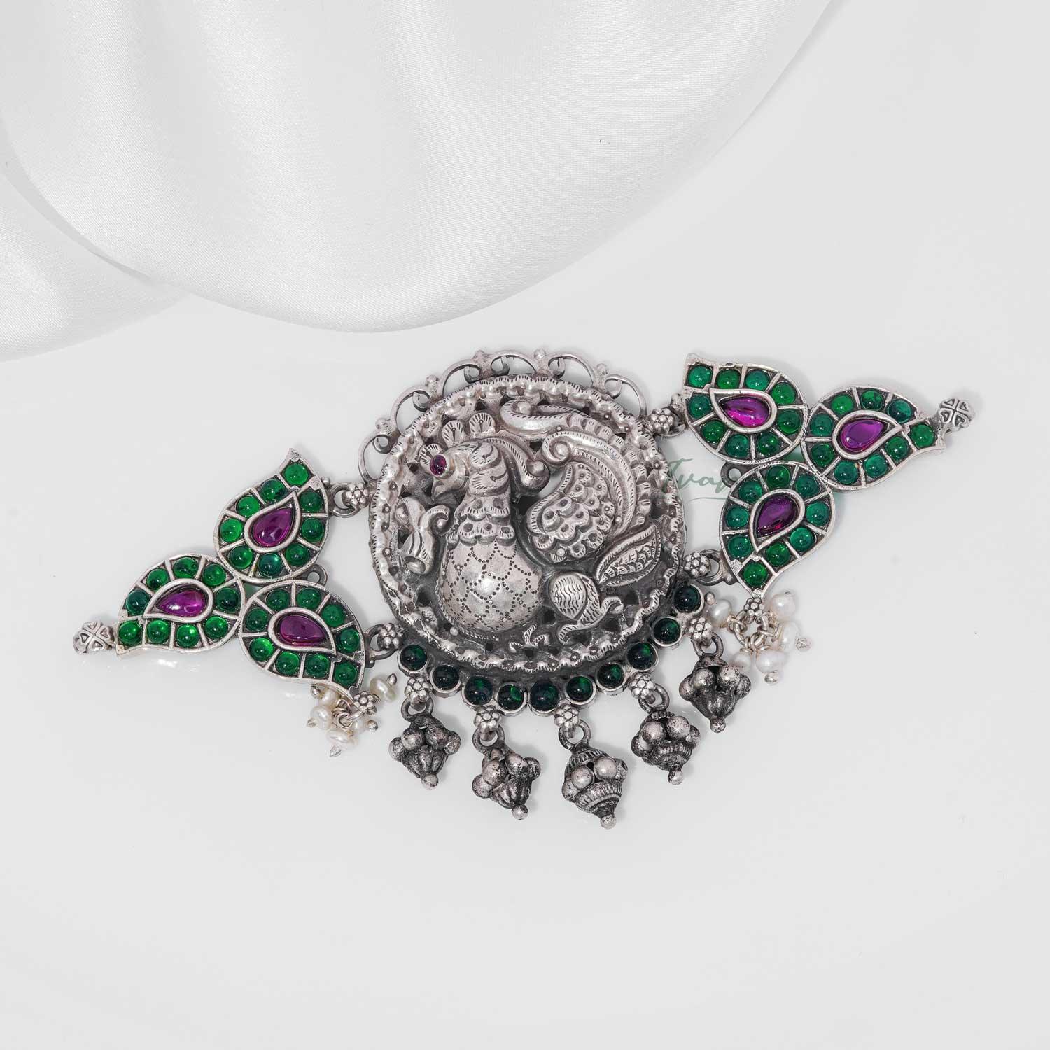 Mini Oxidised Peacock Choker - Ivanah Silver