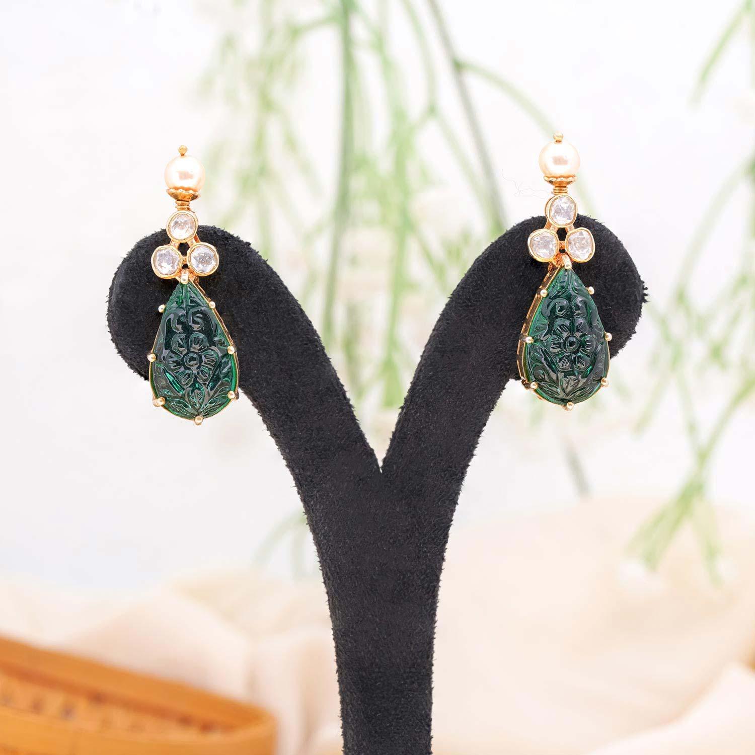 emerald studs - Ivanah Silver