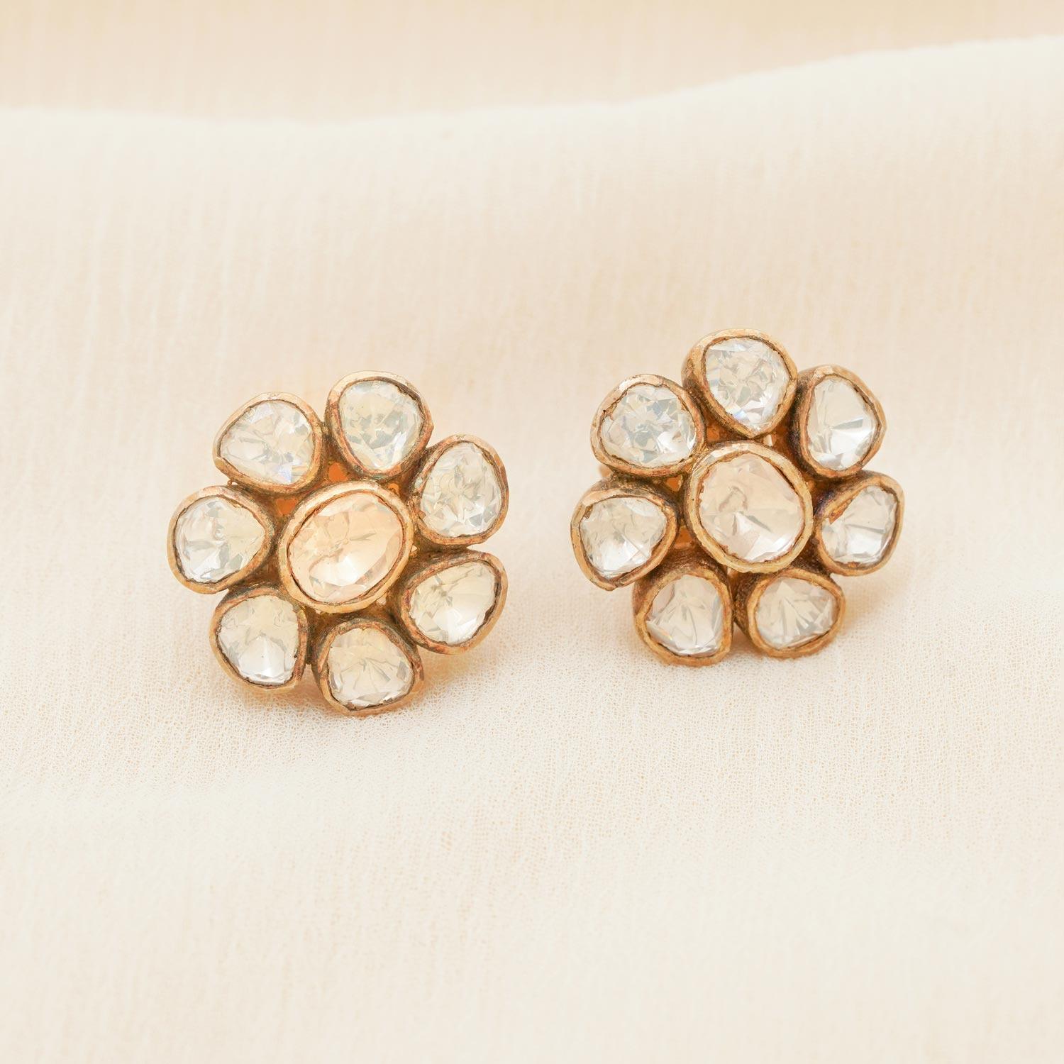 Floral Moissanite studs - Ivanah Silver