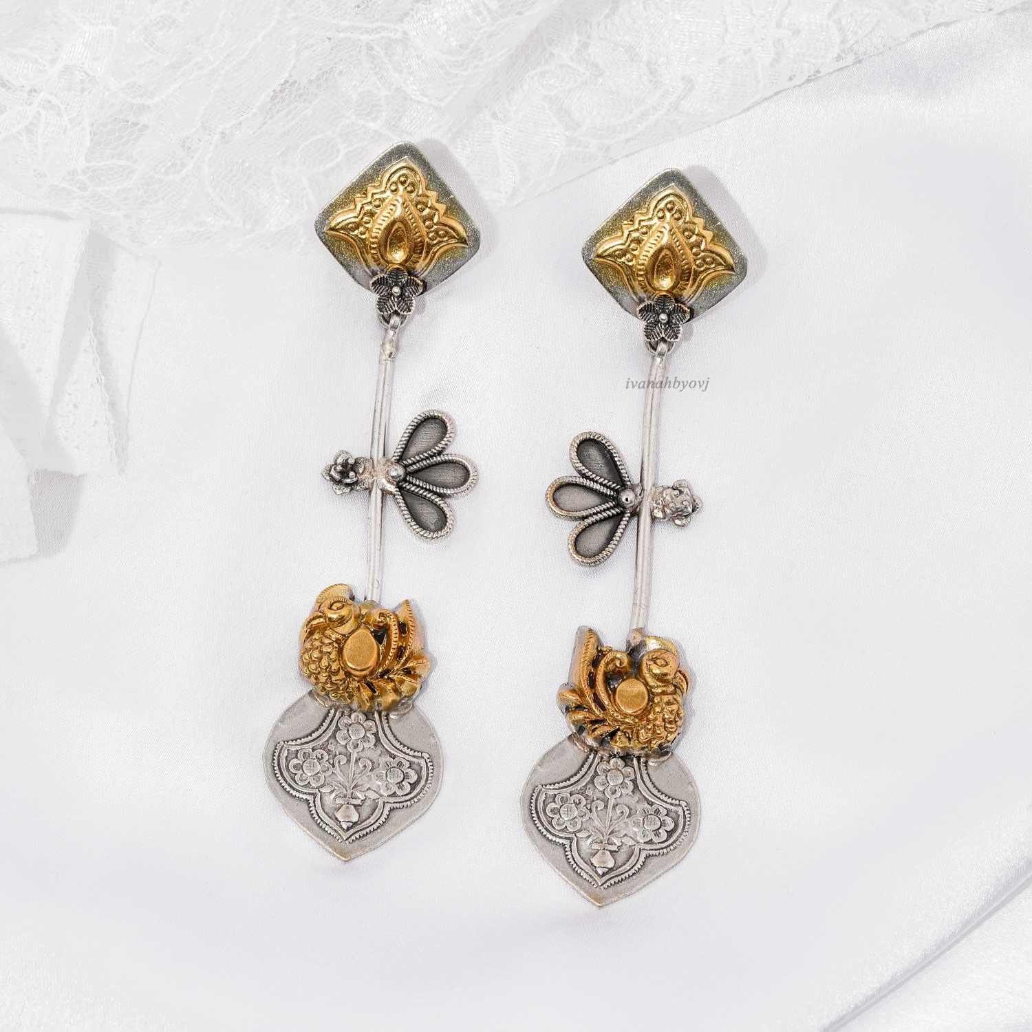 Saraa Dual Tone Earrings - Ivanah Silver