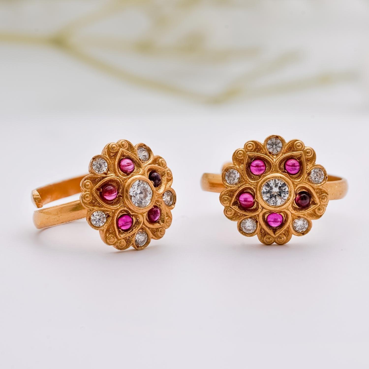 Gold Polish Adjustable Toe Rings - Ivanah Silver