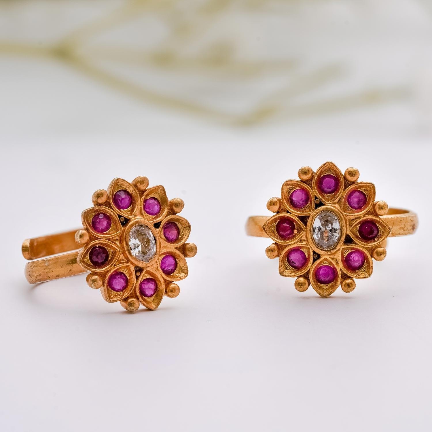 Gold Polish Adjustable Toe Rings - Ivanah Silver