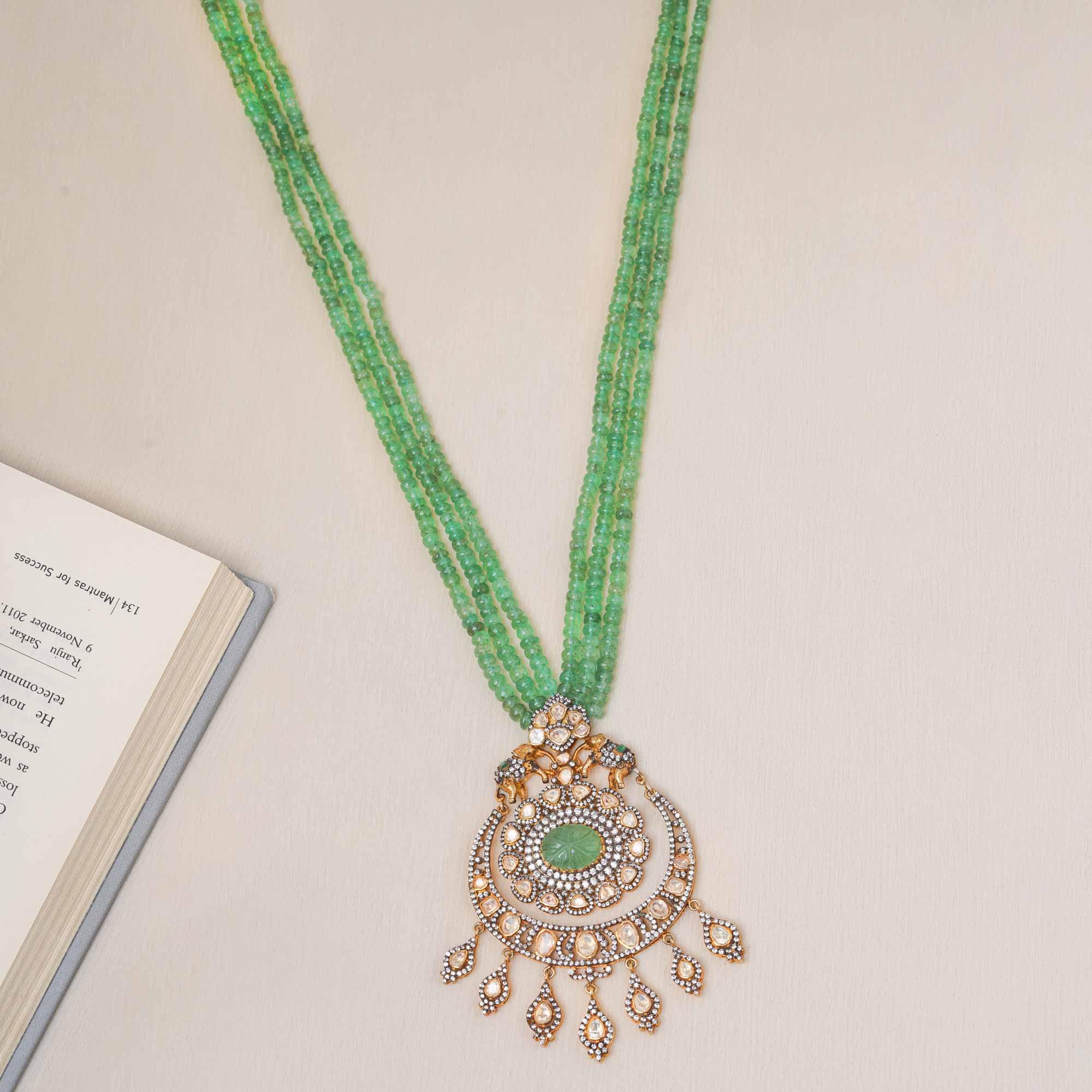 925 Silver Gold Plated Chandbali Necklace - Ivanah Silver