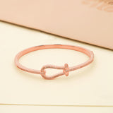 92.5 Sterling Silver Horse Shoe Flex Bracelet With Rose Gold Polish - Ivanah Silver