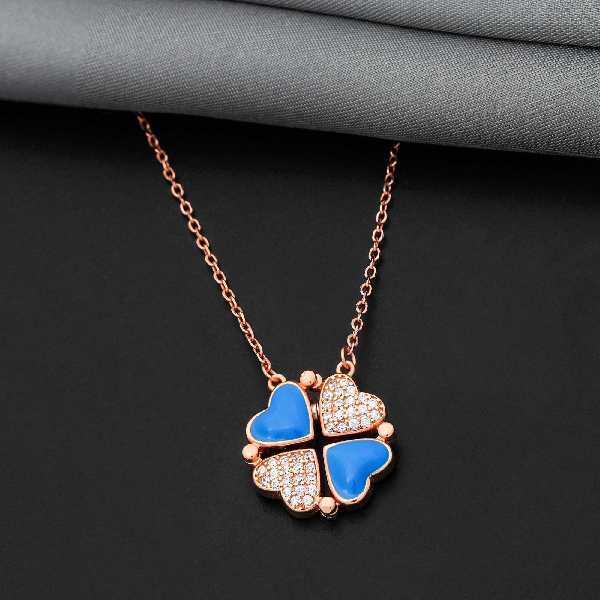 92.5 Sterling Silver Blue Ticker Adaptable Chain With Rose Gold Polish - Ivanah Silver