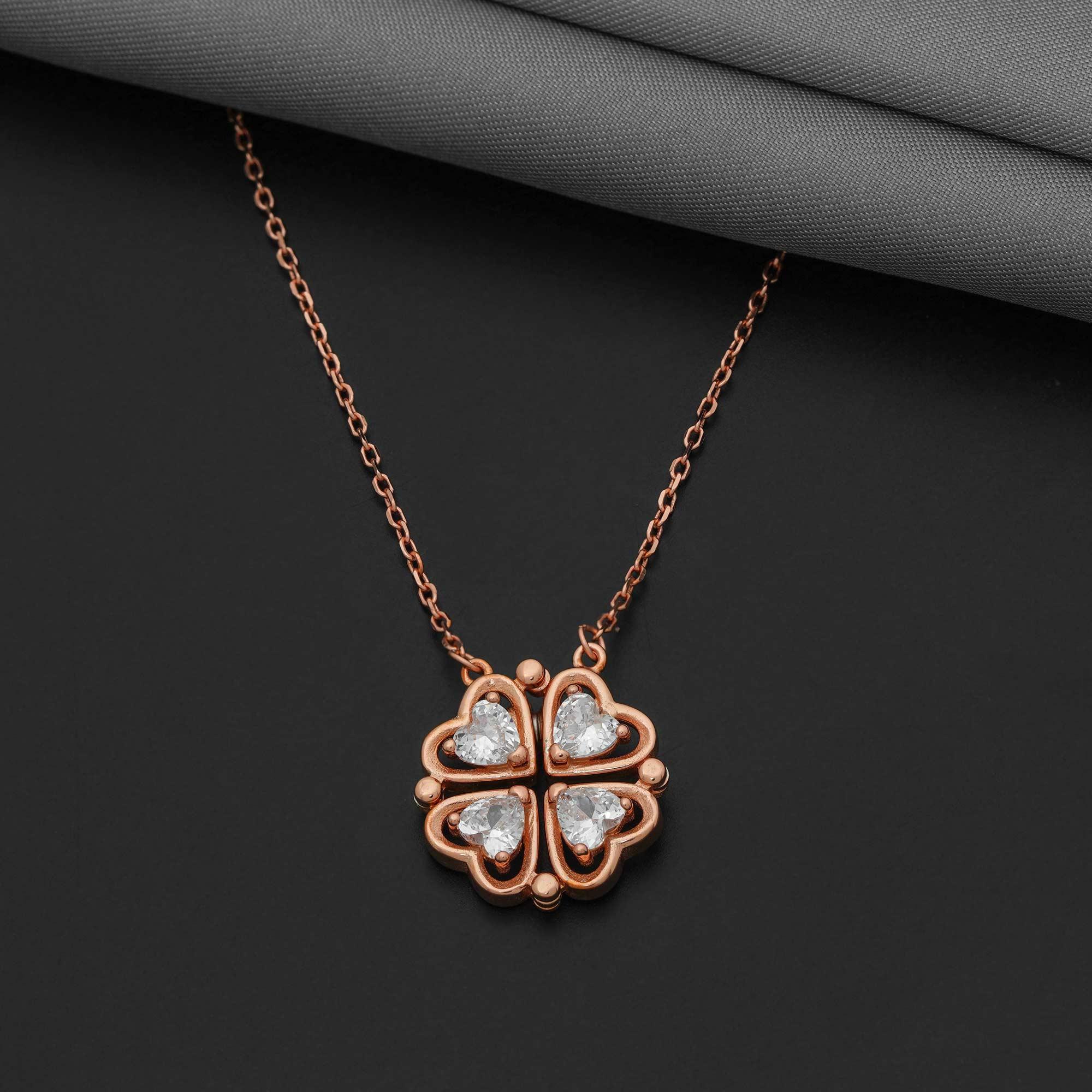 92.5 Sterling Silver Fondness of Love Adaptable Chain With Rose Gold Polish - Ivanah Silver