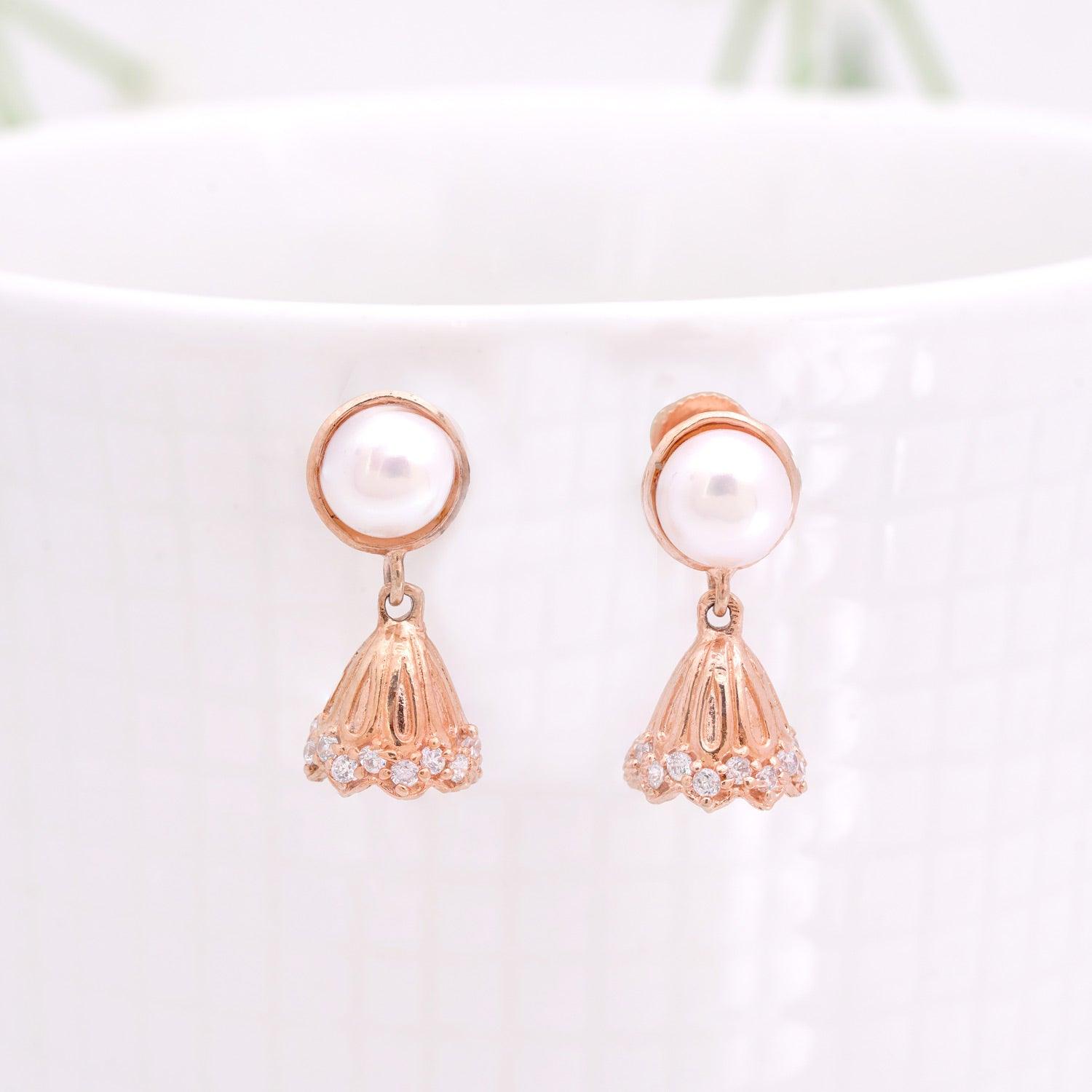 White Bud Jhumka - Ivanah Silver