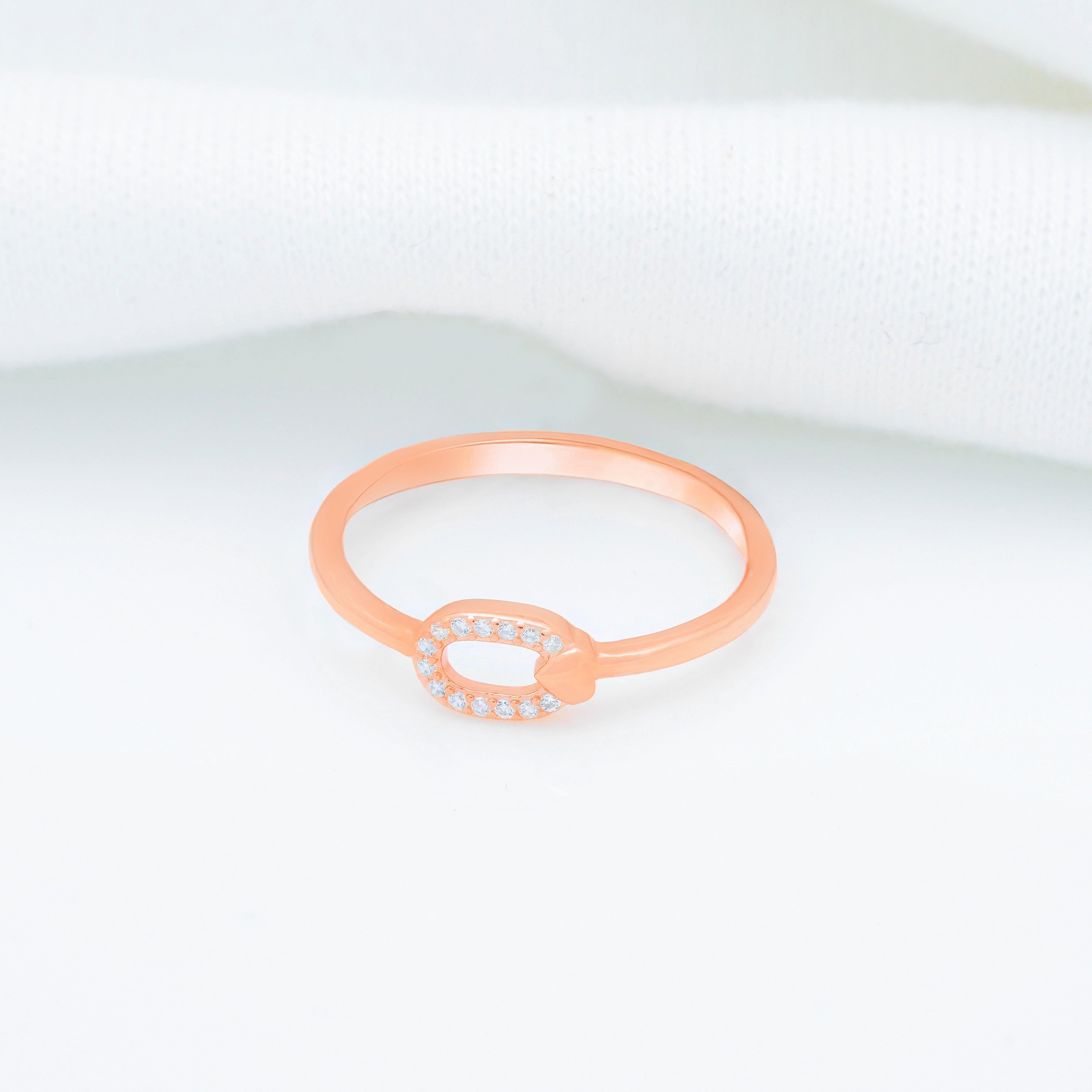 925 Rosegold Ovel Heart Silver Ring - Ivanah Silver