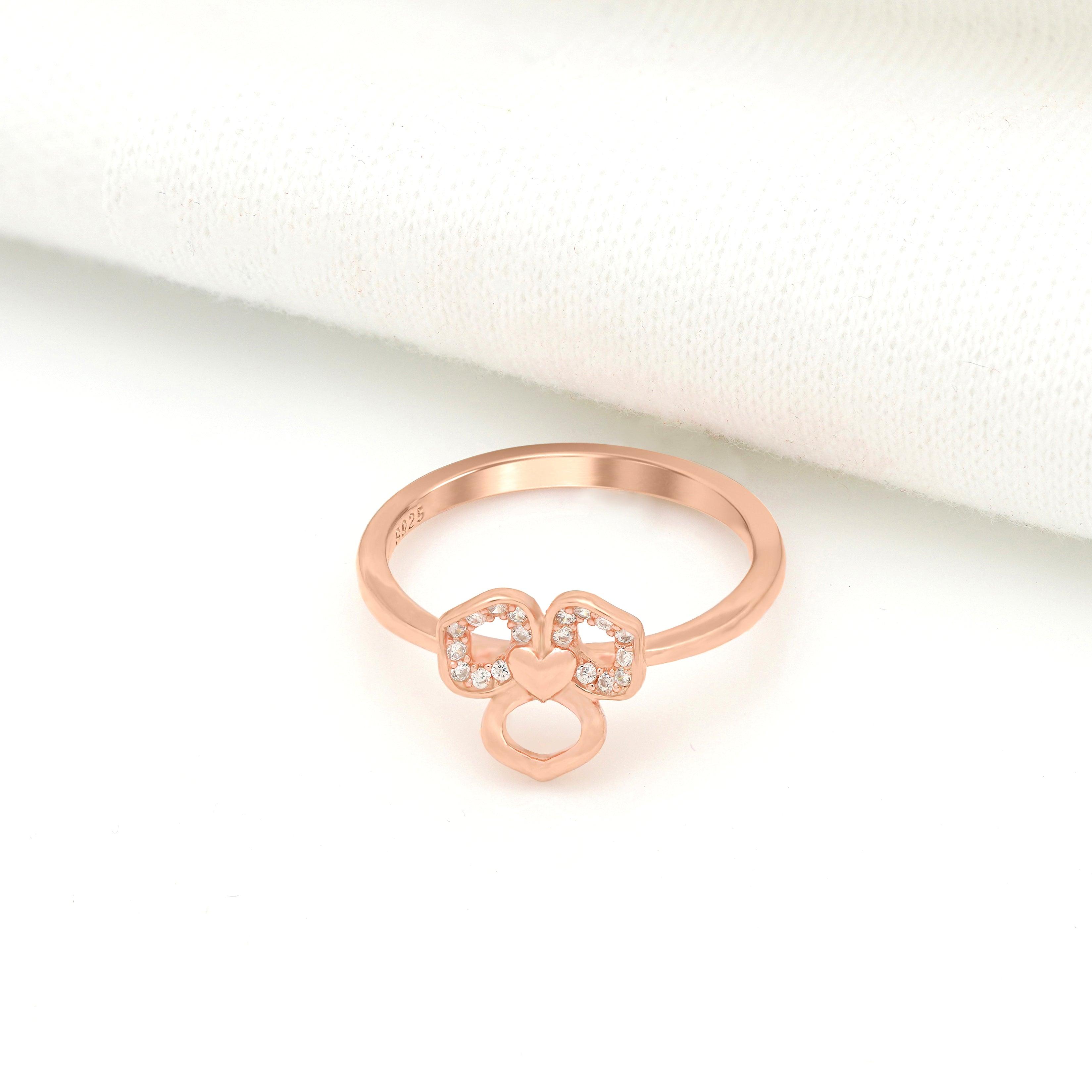925 Rosegold Trio Hearts Sterling Ring - Ivanah Silver