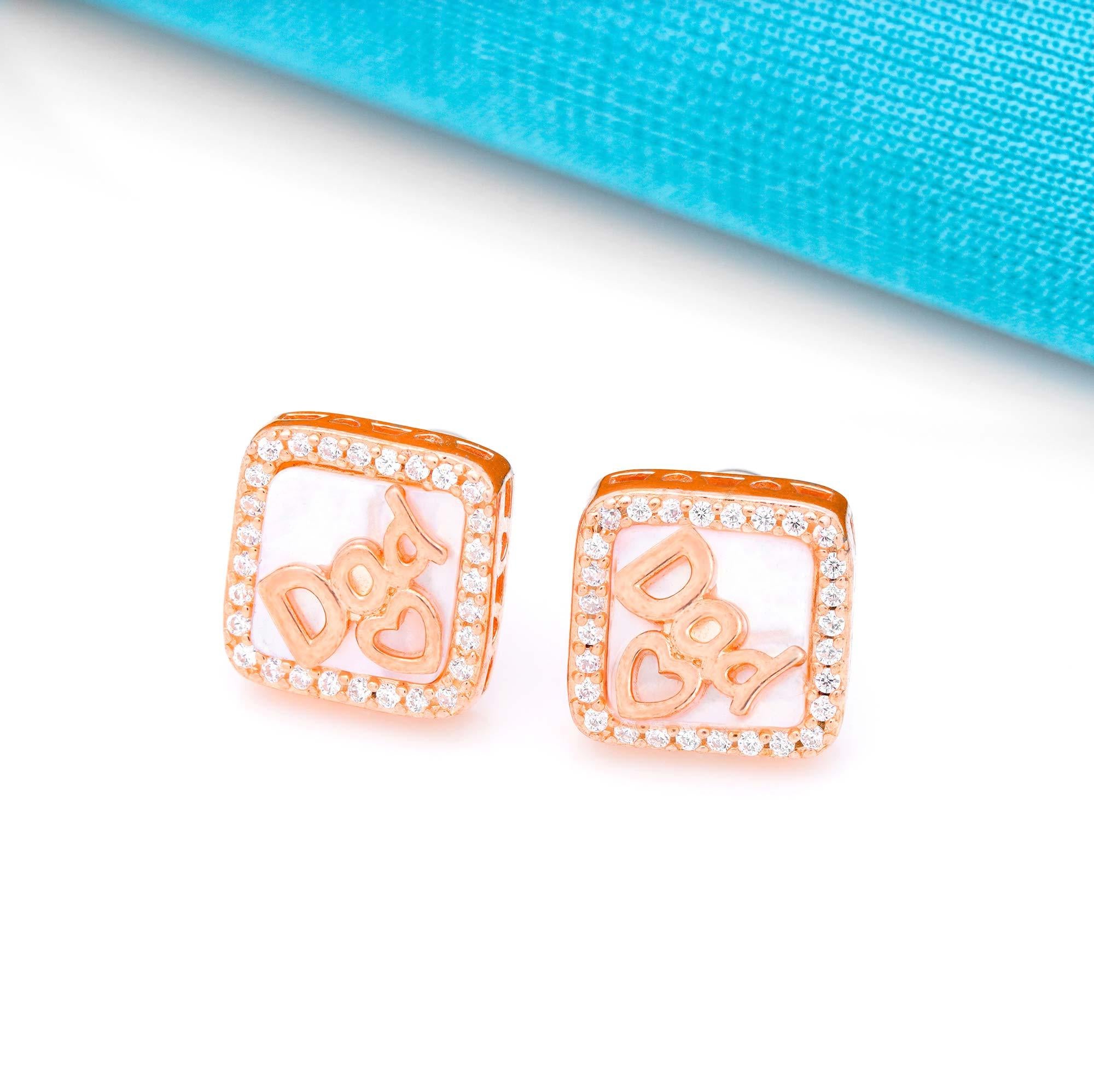 925 Silver Dad Ear Rose Gold Polish Stud - Ivanah Silver