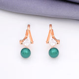 925 Rosegold Pearl Hanging Earring - Ivanah Silver