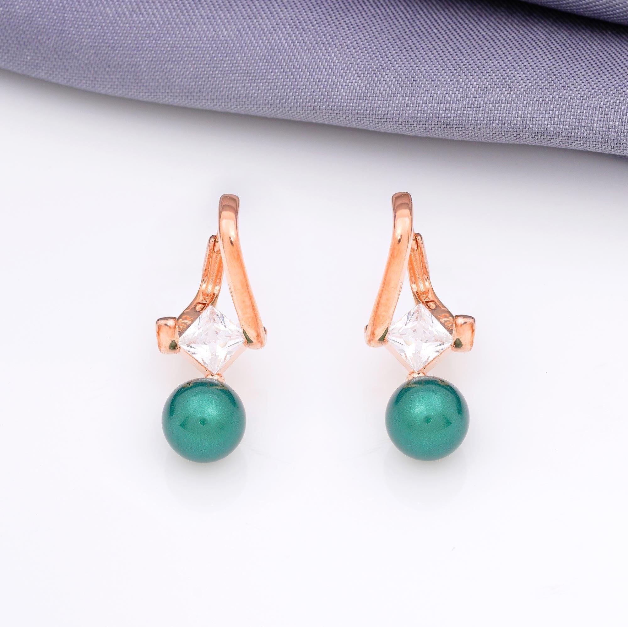 925 Rosegold Pearl Hanging Earring - Ivanah Silver