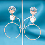 925 Rosegold Pearl Hoop Danglers Stud - Ivanah Silver