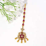 Red&White stones Maangtikka - Ivanah Silver
