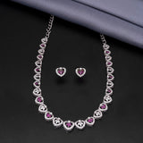 Stylish Leaf Short necklace With Silver Earrings 92.5 Sterling Silver - Ivanah Silver