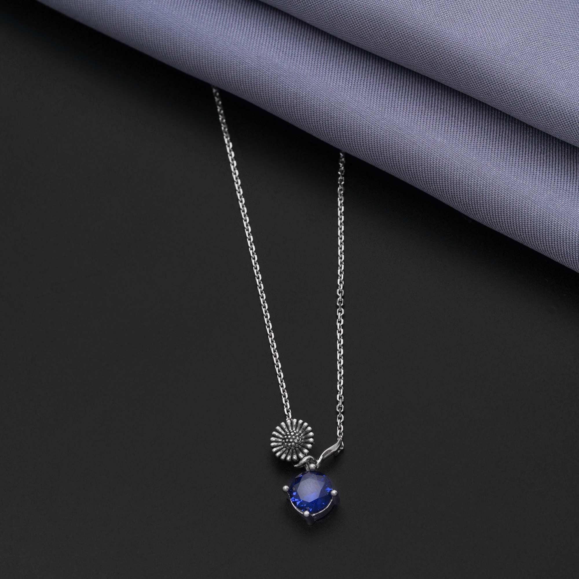 Blue Sapphire Marigold 92.5 Sterling Silver Chain - Ivanah Silver