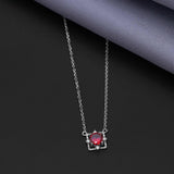 Red Solitaire 92.5 Sterling Silver Chain - Ivanah Silver