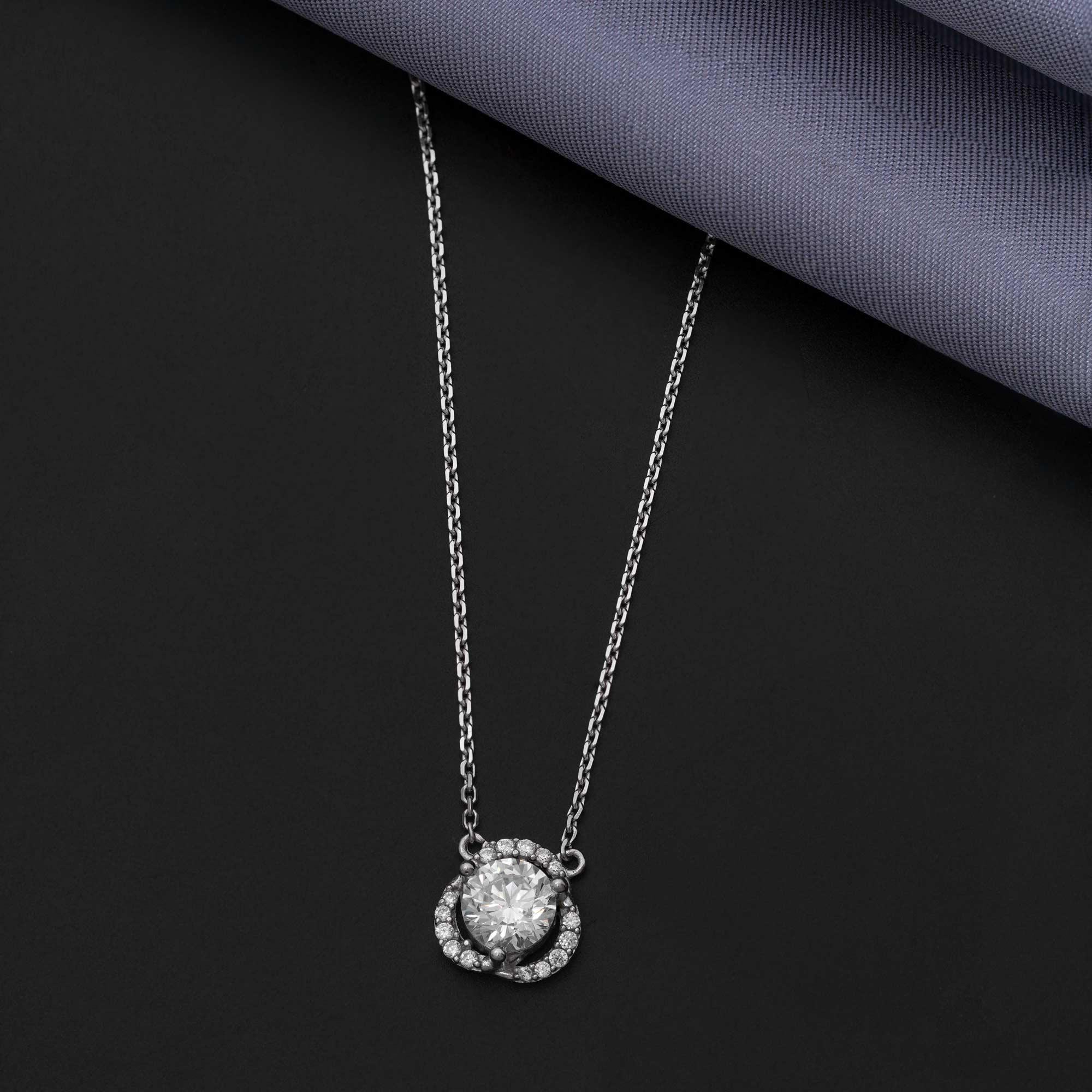 Simple Solitaire 92.5 Sterling Silver Chain - Ivanah Silver