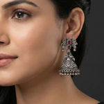 92.5 Silver Oxidised Stone Jhumkaa Ivanah Silver